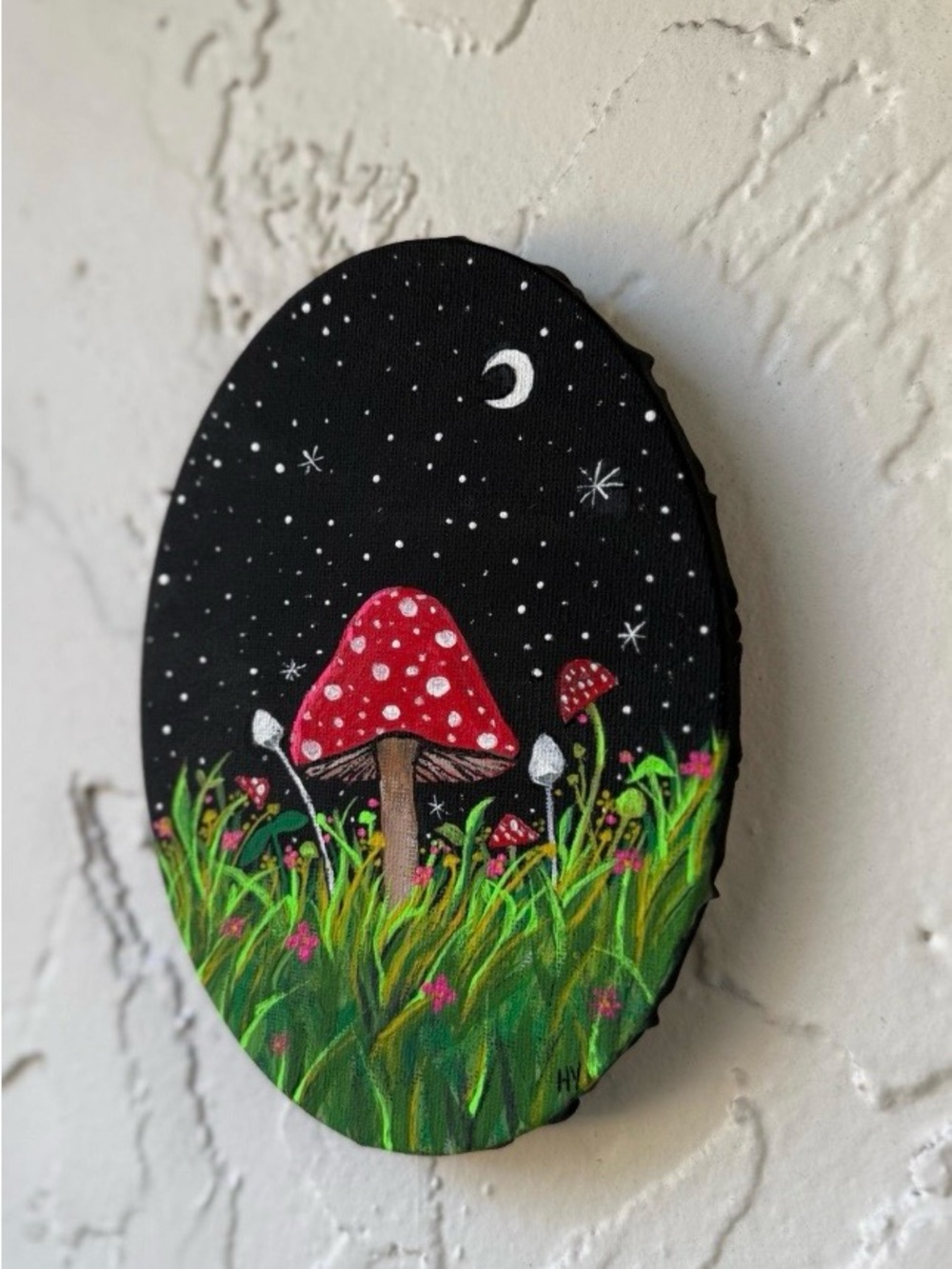 Hand-Painted Mushroom Wall Art